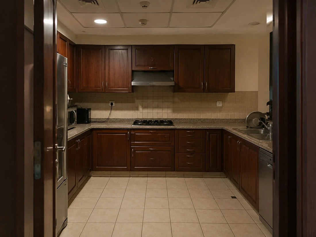 Before image of a dated kitchen